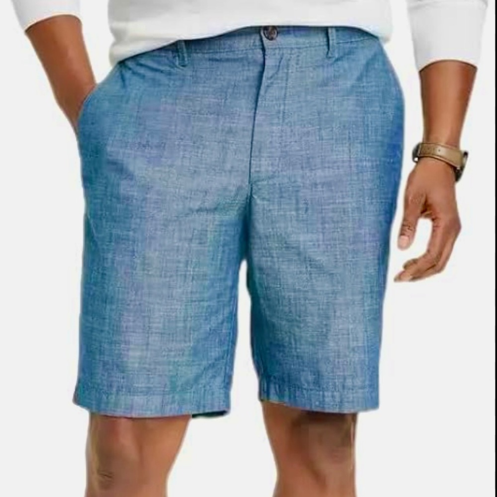 Goodiellow & Co Linden Shorts Mens Waist Blue Textured Slash Pocket Cotton Sz 40